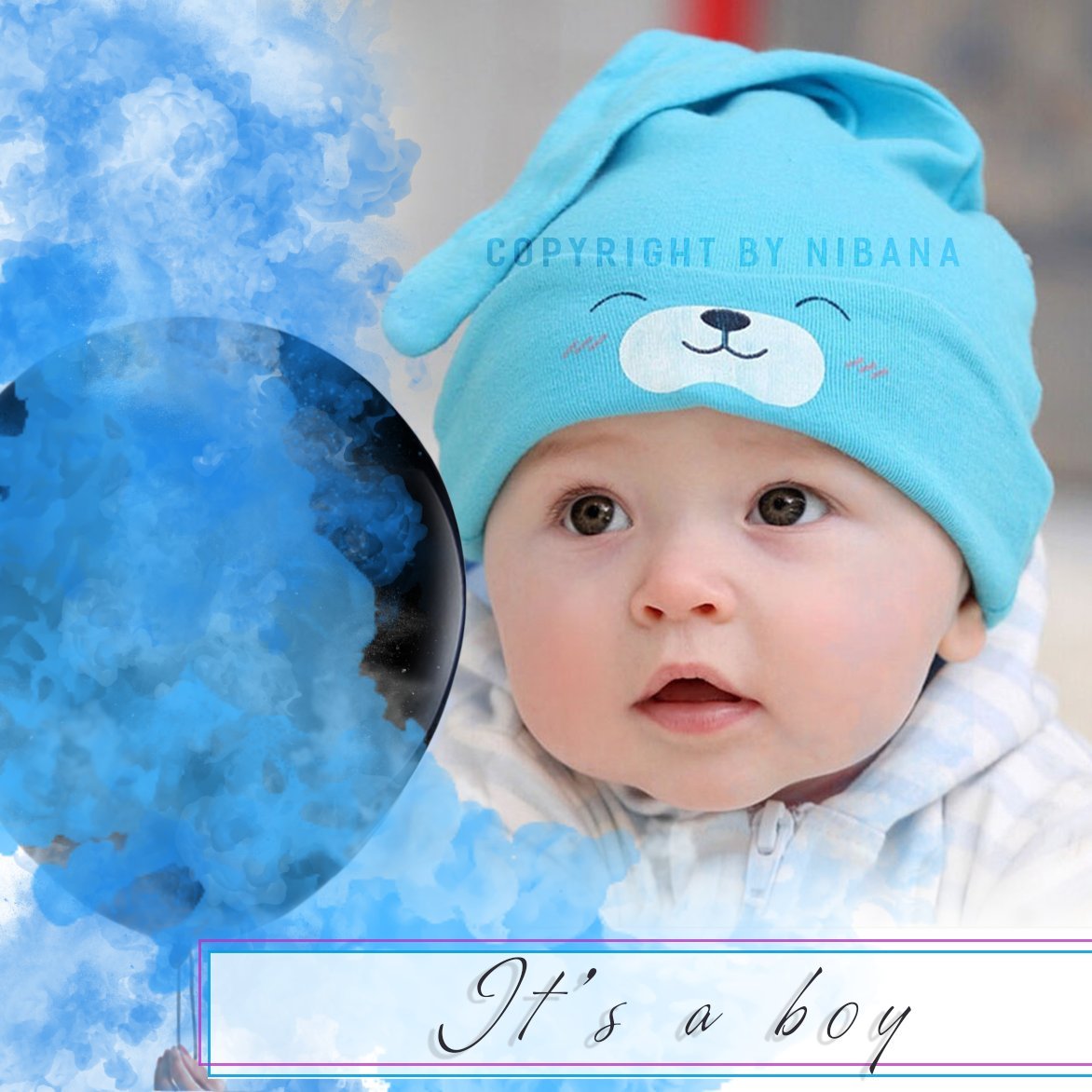 Nibana 36 Inches Gender Reveal Balloons - Come with Pink, Blue Powder and 3 Jumbo Black Balloons