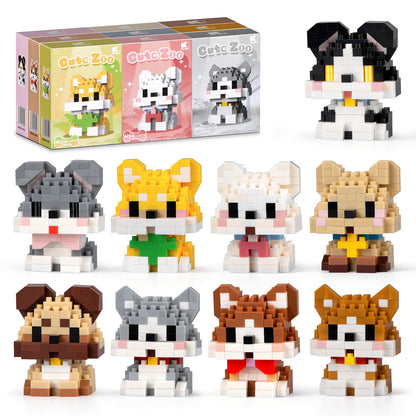 HIGH GODO Dog Building Set, Mini Dog Figures Party Favors Building Blocks Sets, 9 Pack Small Dog Toys, Goodie Bags Stuffers, Gifts for Adults Teens