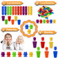 Jeffbaubl 67Pcs Counting Rainbow Bears with Matching Sorting Cups,Educational Sorting Toy for Toddler,Montessori Counting Toy Bears for Kid,Number