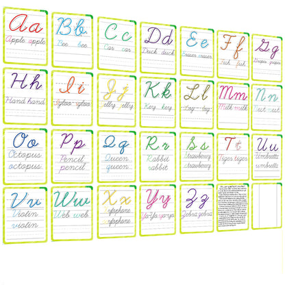 English Letters Cursive Flashcards, Uppercase&Lowercase Cursive Letter Tracing Practice, Montessori Cursive Handwriting Alphabet Flashcard,