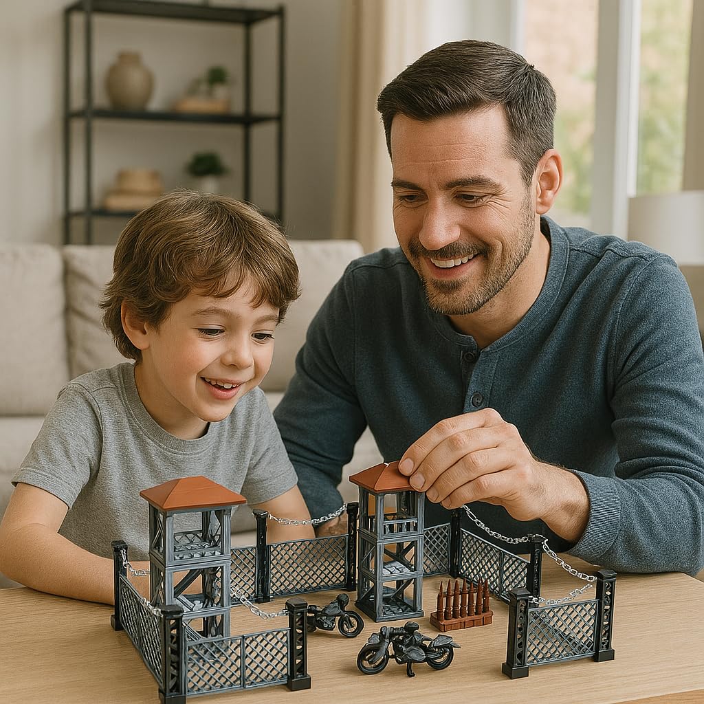 ELEFOCUS Military Base Building Blocks Set,Ww2 Army Weapons Pack,Swat Gear Team,Watchtower,Custom Miniguns,Witch 10 Soldier Figures