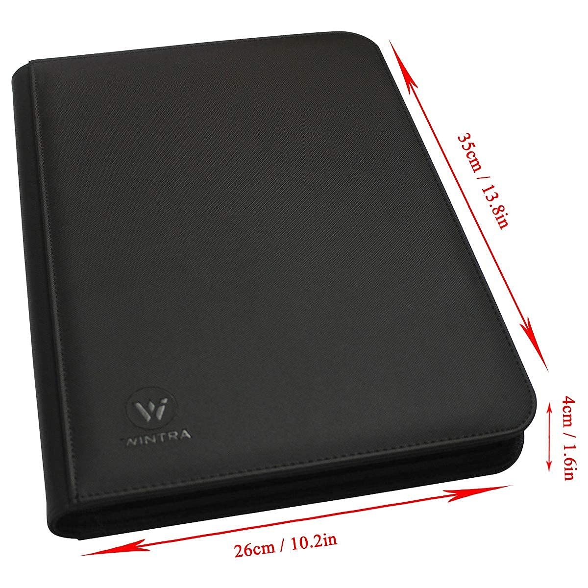 WINTRA Premium 360 Pockets Black Zippered Playing Card Binder - Sturdy Trading Card Holder Album ?9 Pocket Side Loading Card Folder with 20 Sheet