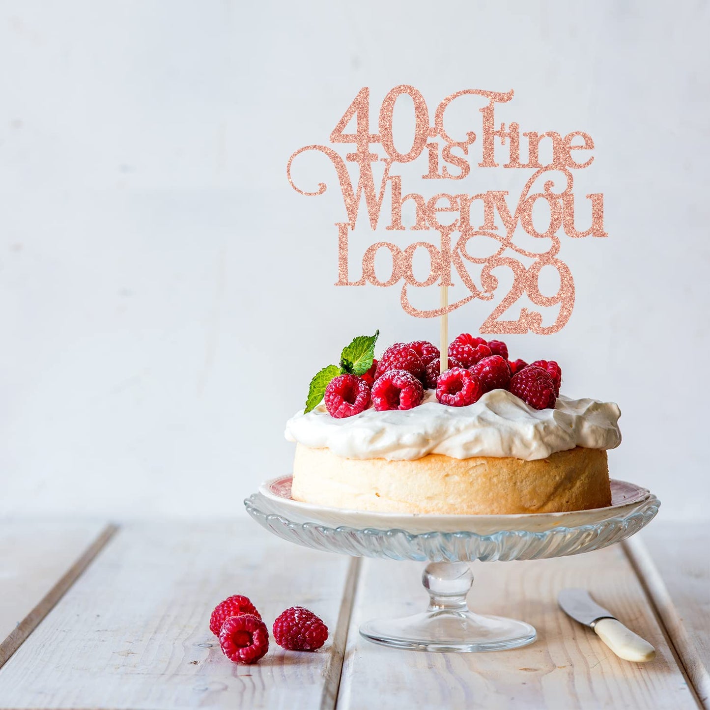 OASISGUEST 40 is Fine When You Look 29 Cake Topper - Funny 40th Birthday Cake Topper - 40 and Fabulous, Happy 40th Birthday Party Decorations