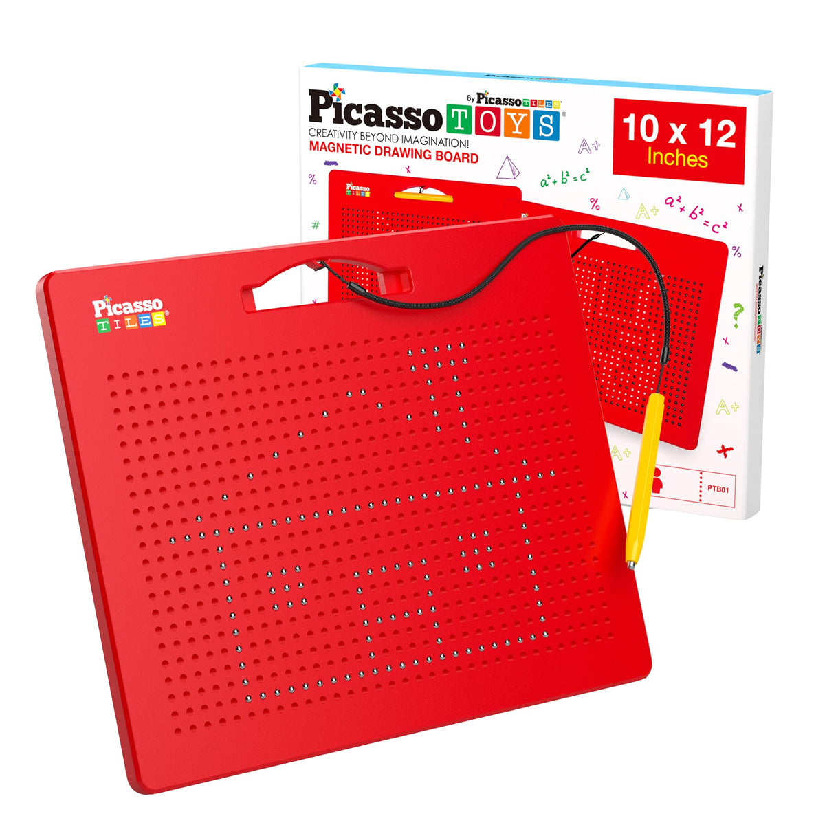 PicassoTiles Toys Magnetic Drawing Board 12x10 inch Large 748 Bead Magnet Tablet Pad Erasable Reusable Writing Playboard STEM Toys Educational Playset