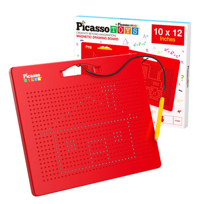 PicassoTiles Toys Magnetic Drawing Board 12x10 inch Large 748 Bead Magnet Tablet Pad Erasable Reusable Writing Playboard STEM Toys Educational Playset