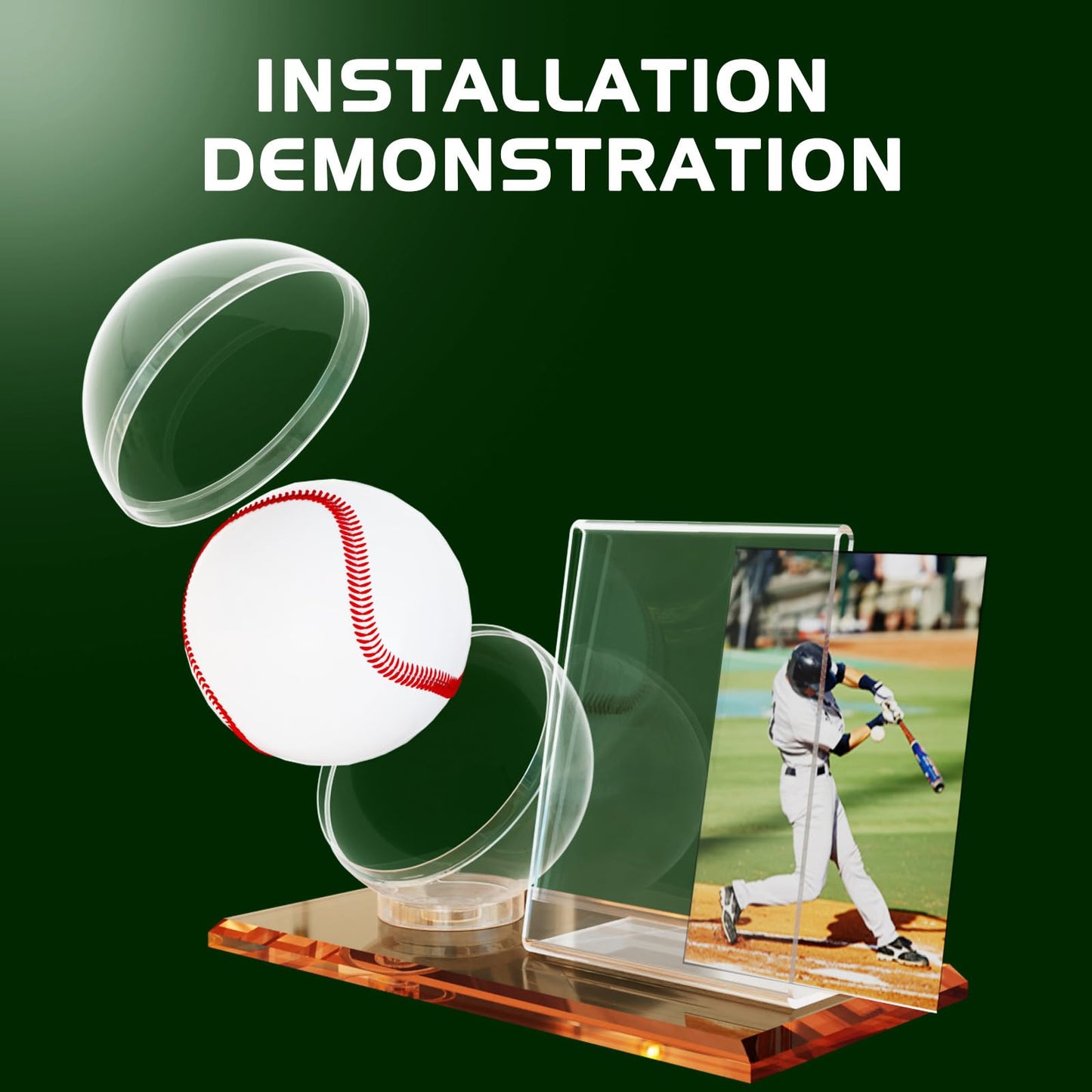 Card Archiver Baseball Display Case, Acrylic Ball Ring & Card Stand Set