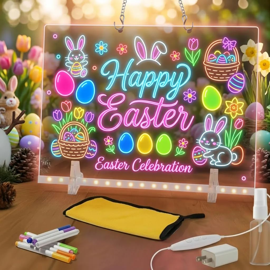 17" Led Drawing Board with 7 Colors,Light Up Cosmody Drawing Board,Glowing Acrylic Dry Erase Board with Light,Lumiboard Led Boards,Holiday Gifts