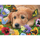 Bits and Pieces - Large 300 Piece Jigsaw Puzzle for Adults - Butterflies, Baby! - Golden Retriever Jigsaw Puzzle by Bridget Voth, Completed Puzzle