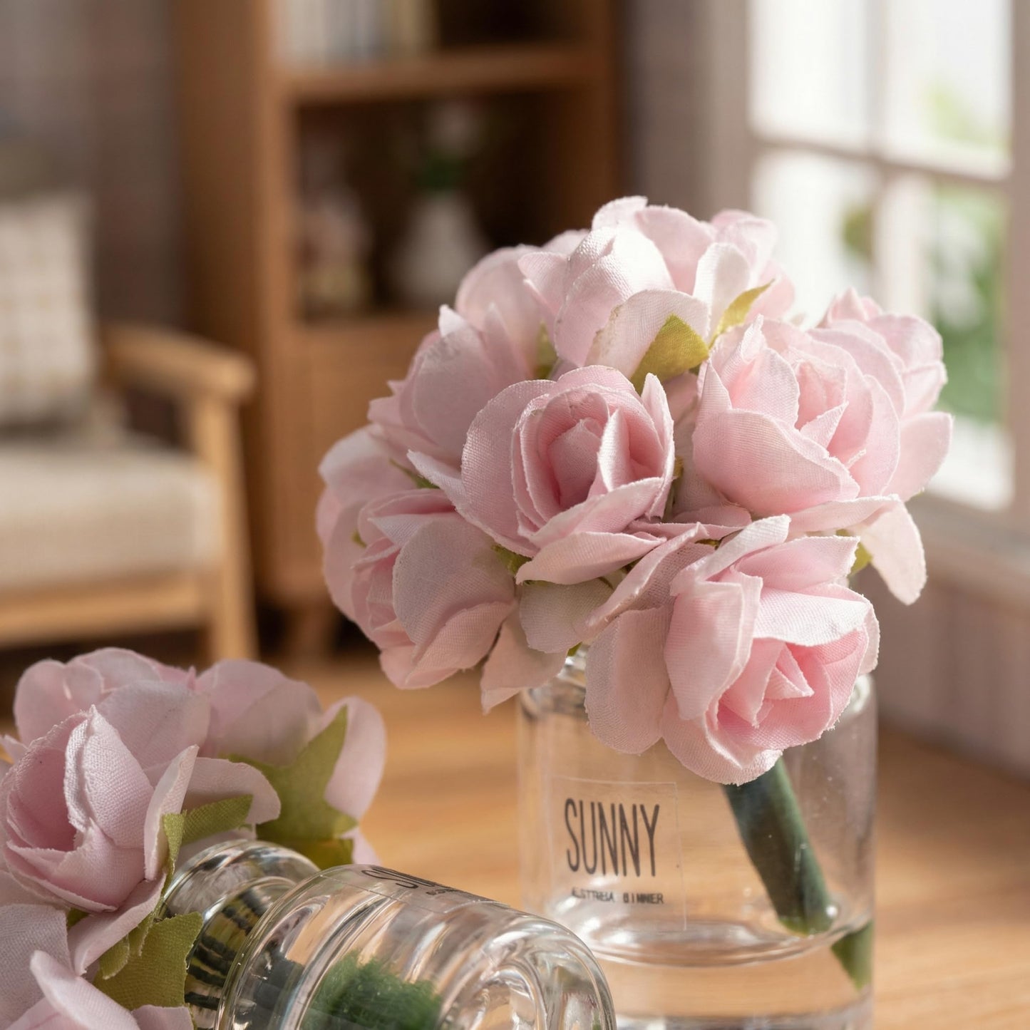 Dollhouse Miniature Glass Flower Vase Set, 1:12 Scale, Decorative Accessories for Dollhouse