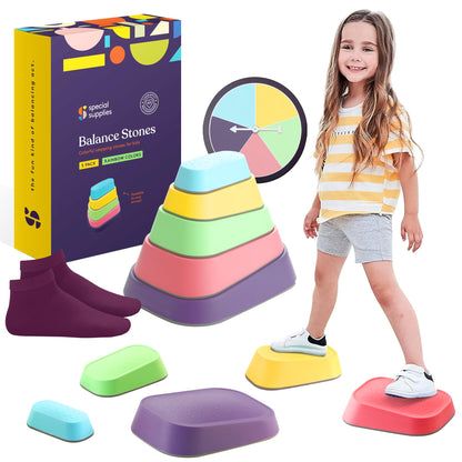 Special Supplies Set of 5 Stepping Stones for Kids Indoor and Outdoor Balance Blocks Promote Coordination, Balance Strength Child Safe Rubber