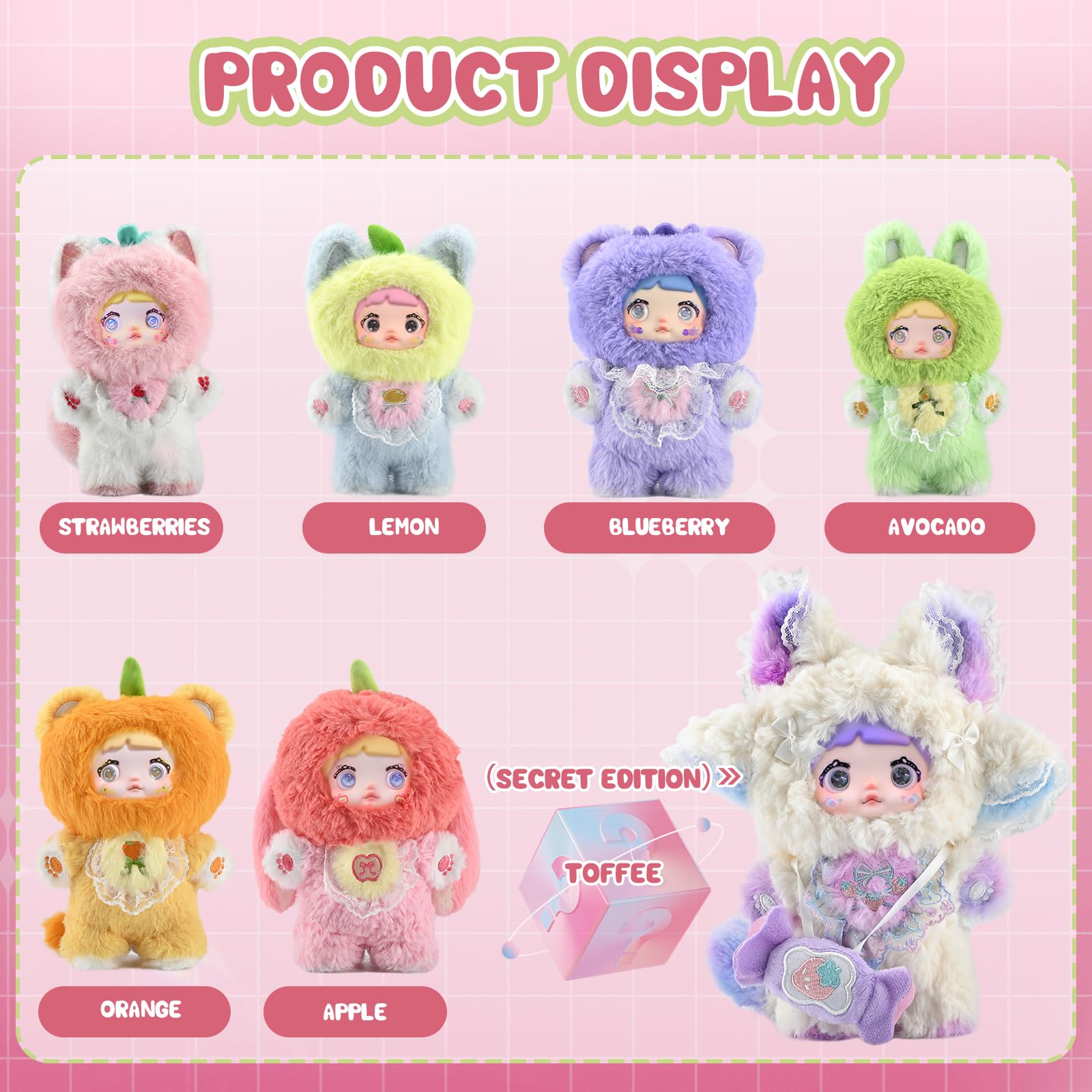 Interesting Fruits Series Blind Box - 3 Expressions Adorable Toys for Collectors - 7.1IN Random Surprise Doll with Unique Designs, 1PCS(1 of 7