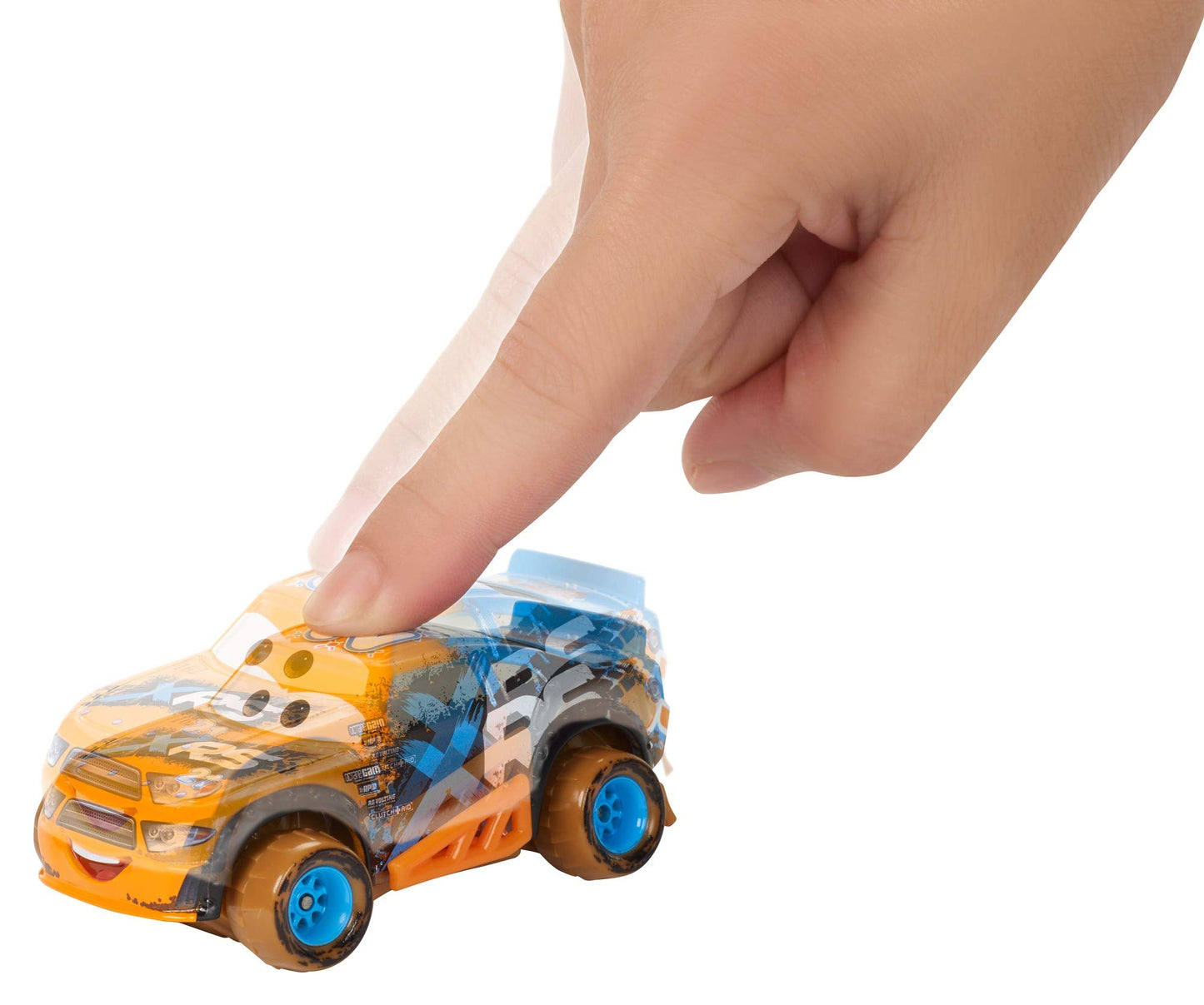 Disney Pixar Cars XRS Mud Racing Vehicle Assortment 1:55 scale Die-Casts, Real Suspensions, Off-Road, Dirt-splashed Design, All-terrain Wheels, Ages 3