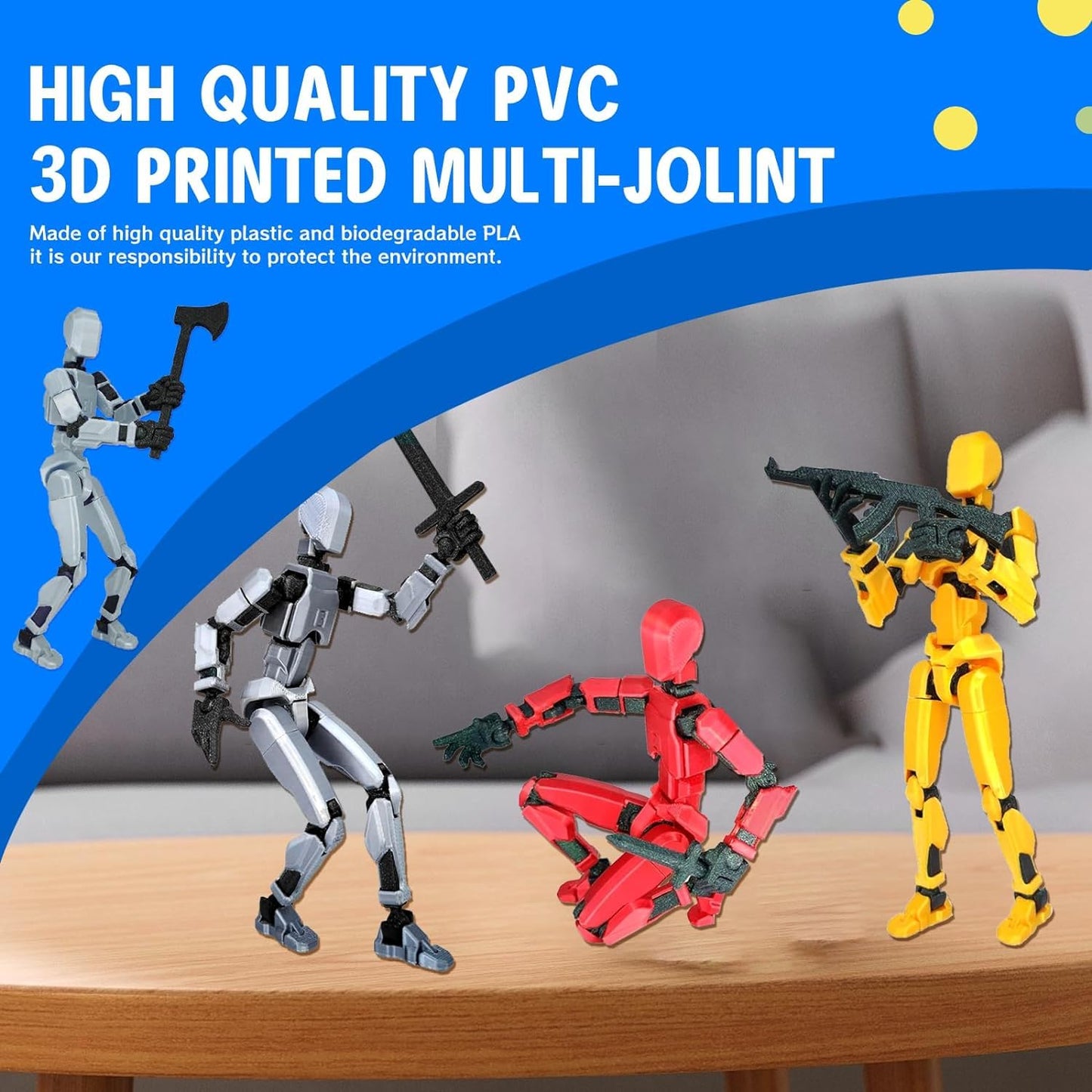 MerryXD T13 Action Figure,Assembly Completed Dummy Nova Tintan Lucky 13 Action Figure 3D Printed Multi-Jointed Movable Toy Orange