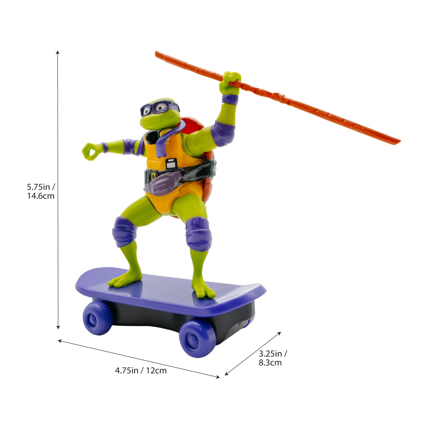 Teenage Mutant Ninja Turtles Toy, Donatello Sewer Shredder Pullback Skateboard, Mutant Mayhem TMNT Collectible Ninja Turtle, Ages 3+