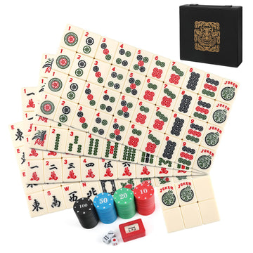 Aceshmir American Mahjong Tile Set, 166pcs Premium Mah Jong Tiles with Exquisite Storage Box, Include Instructions & Play-Chips, Mah Jongg Sets