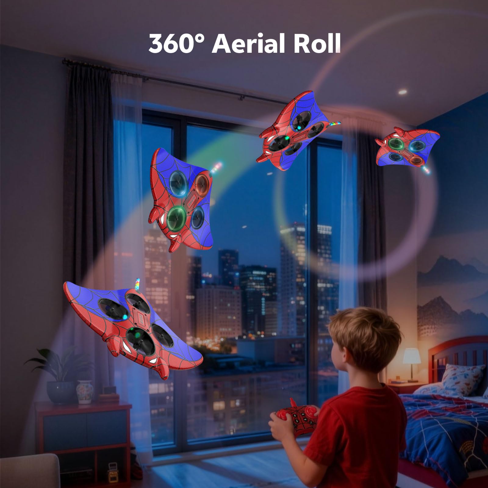 RC Plane, Remote Control Airplanes for Kids, Spider Toys with LED Lights