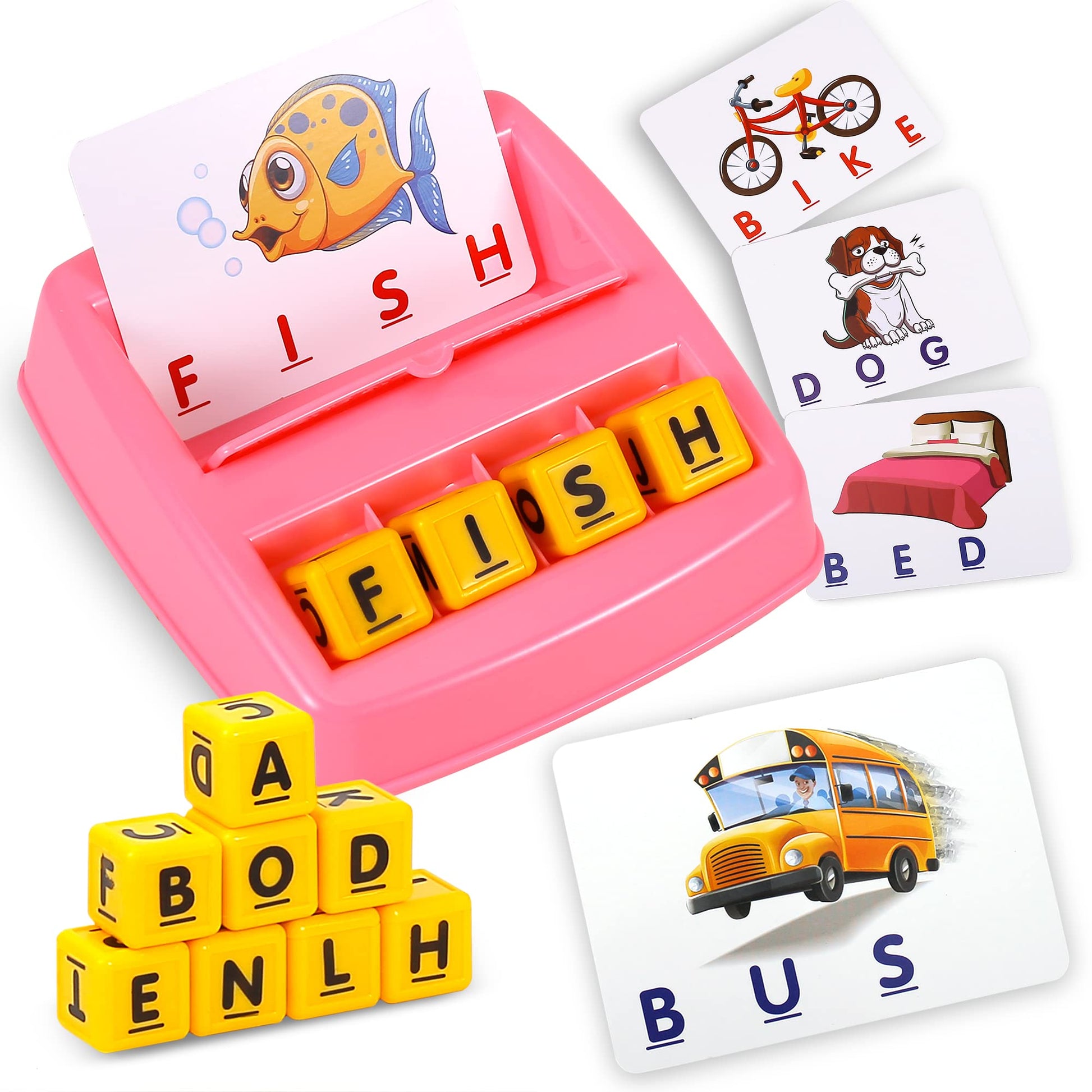 Fenikso Matching Letter Game, Alphabet Spelling & Reading Words, Objects & Color Recognition, Early Learning Educational Toy for Preschooler