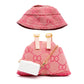 LYBHYQTII Clothes Compatible with Labubu 17cm, Premium Handmade Dolls Accessories with Chic Grid Hat & Rompers & Bag 3 Piece Set, High-End Fashion