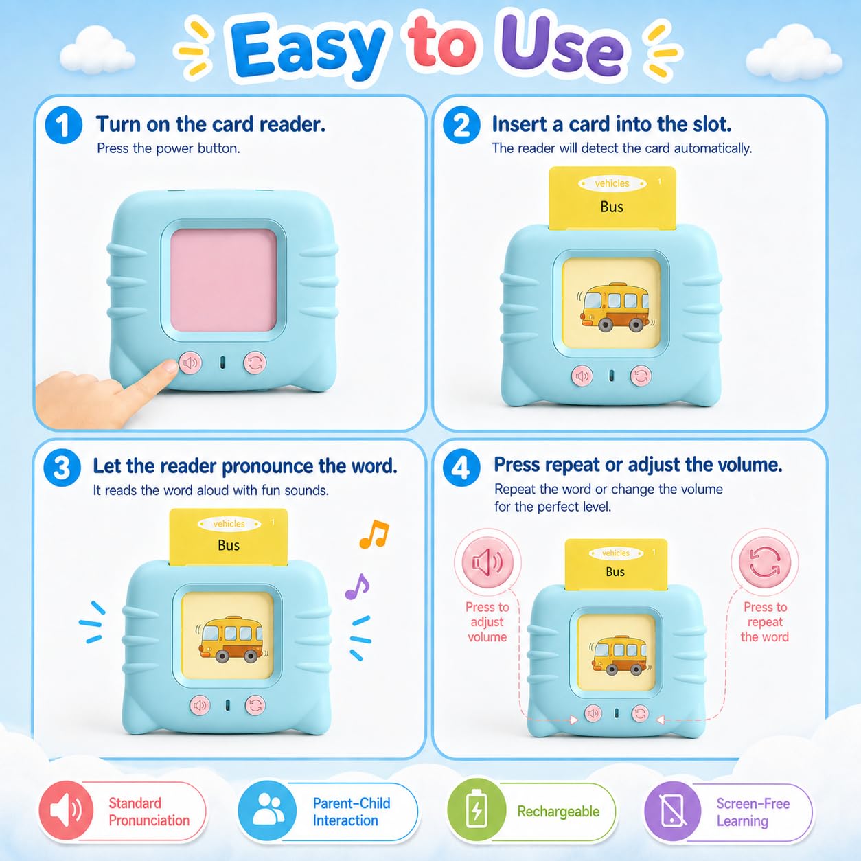 Talking Flash Cards for Toddlers 1 2 3 4 5 Year Olds, 224 Sight Words Montessori Language Learning Toys, Pocket Speech Therapy & Autism Sensory Toy