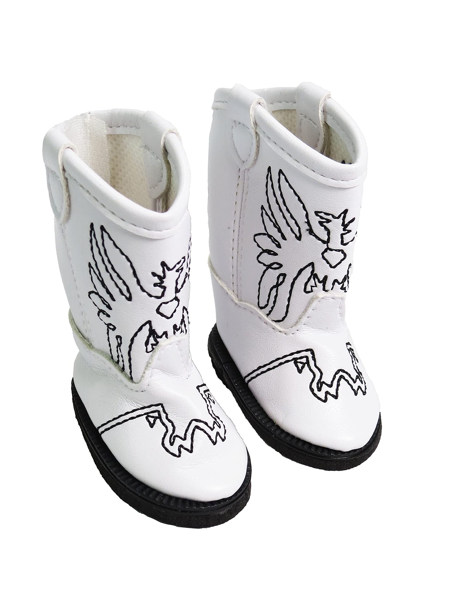 American Fashion World White Eagle Cowboy Boot for 14-Inch Dolls | Premium Quality & Trendy Design | Dolls Shoes | Shoe Fashion for Dolls for Popular