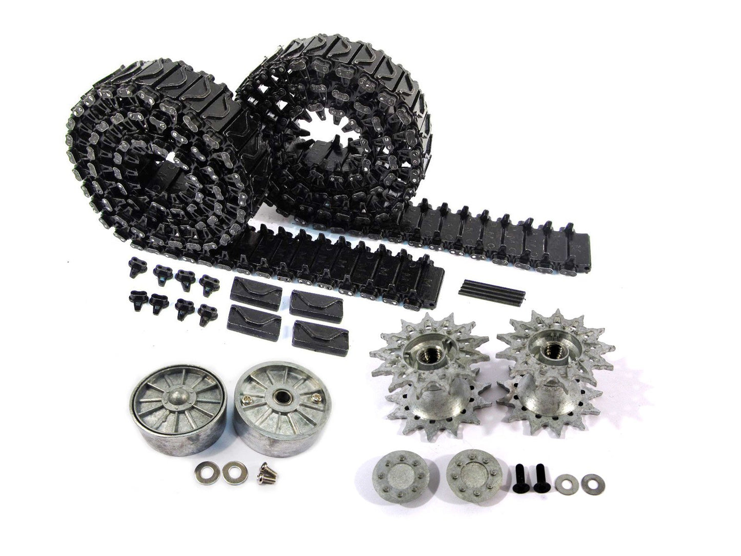 MATO Sherman Tracks 1/16 1:16 T74 Metal Tracks Idler Wheels Driving Wheels with Bearings/Sprockets for Heng Long 3898-1Tank