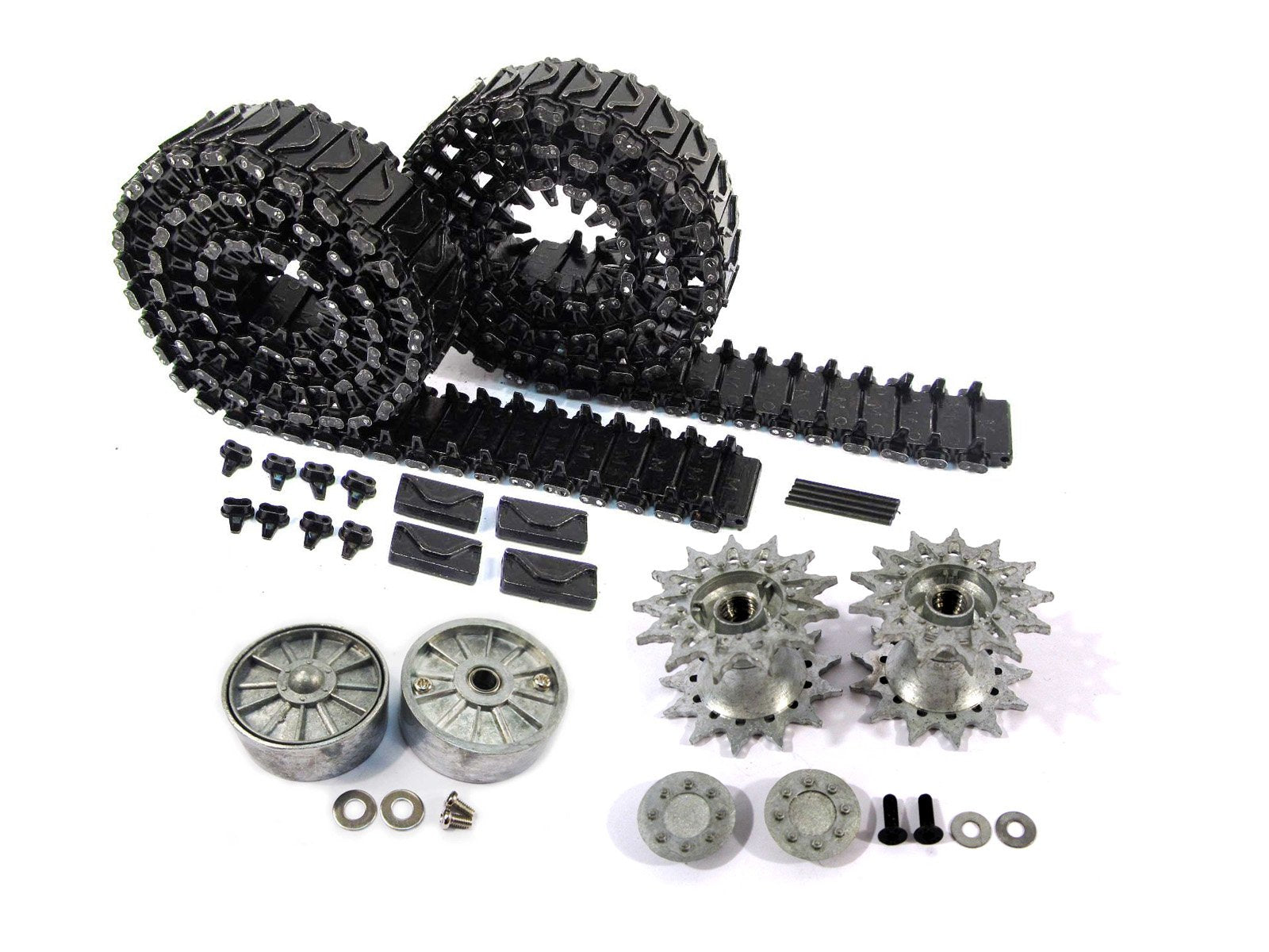 MATO Sherman Tracks 1/16 1:16 T74 Metal Tracks Idler Wheels Driving Wheels with Bearings/Sprockets for Heng Long 3898-1Tank
