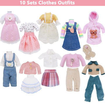 10 Sets Mini Doll Clothes Dress Outfits for 6-7 inch Girl Dolls Dress-up Accessories Kids Toys Birthday Gifts