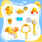 8 PCS Baby Bath Duck Toys for Toddlers Age 1-3, Kids Bathtub Toys Set with Squirt Gun, Watering Can, Floating Rubber Ducks and Fishing Net, Baby