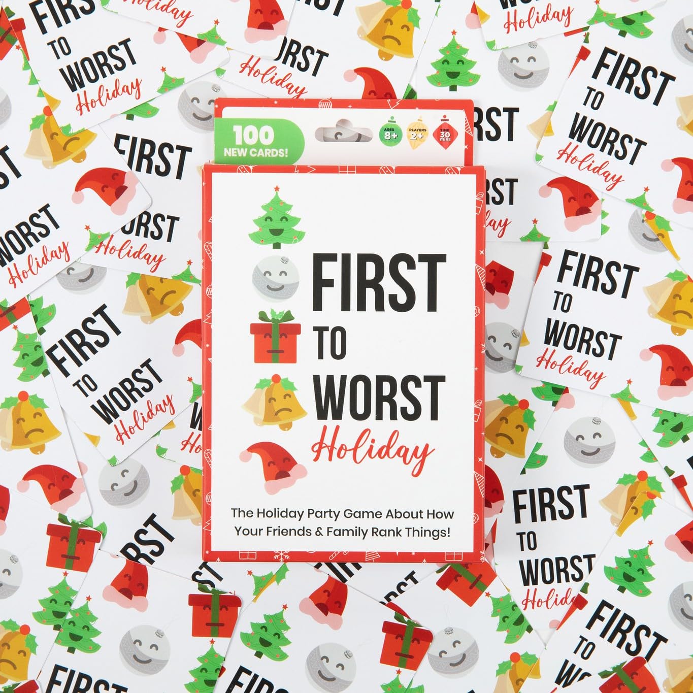 First to Worst Holiday Party Game Travel Edition - A Festive Card Game About How Your Friends & Family Rank Things for White Elephant Parties