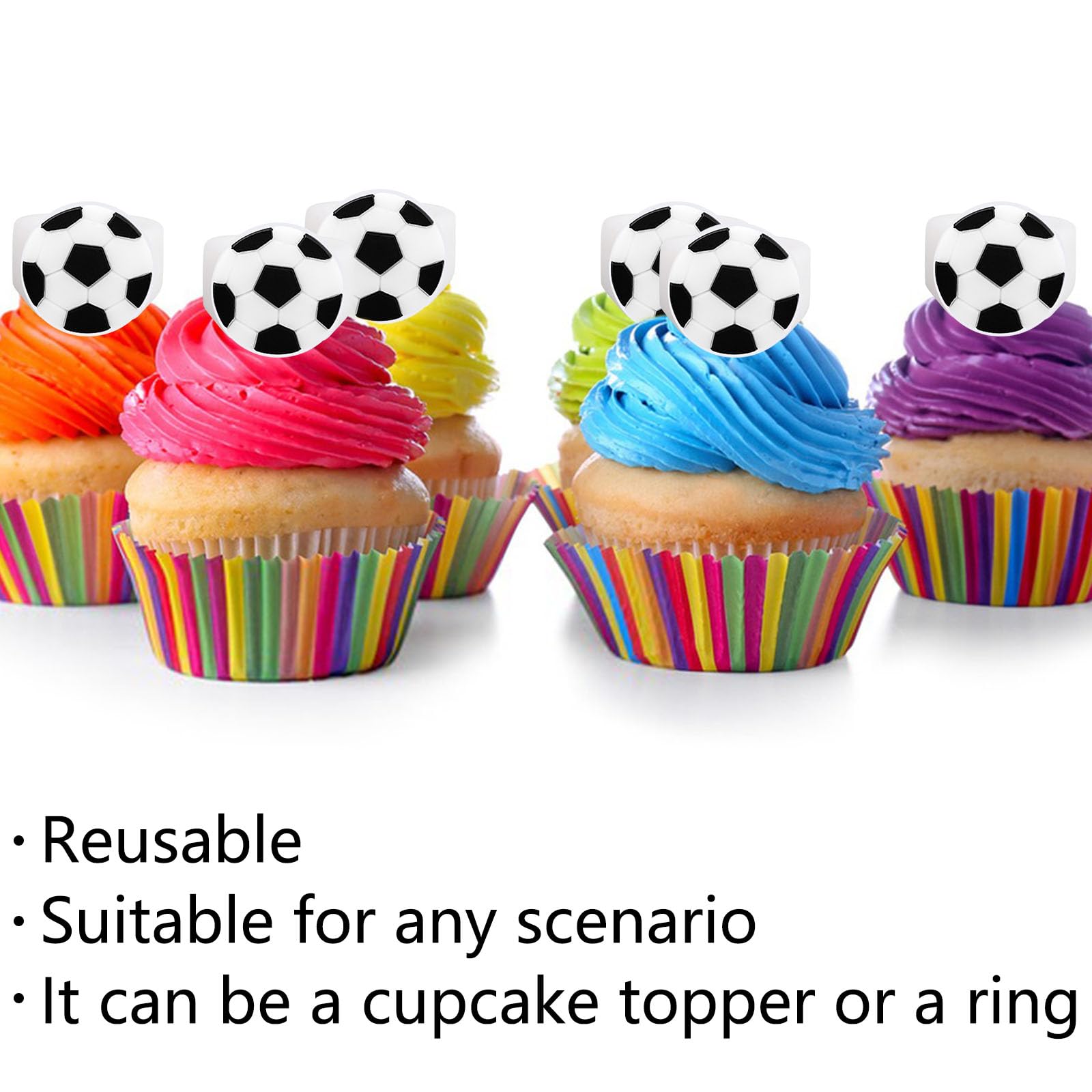 30pcs Soccer Cupcake Toppers Sports Cupcake Toppers Picks for Kids Baby Shower Sport Theme Party Decorations Supplies(Soccer)