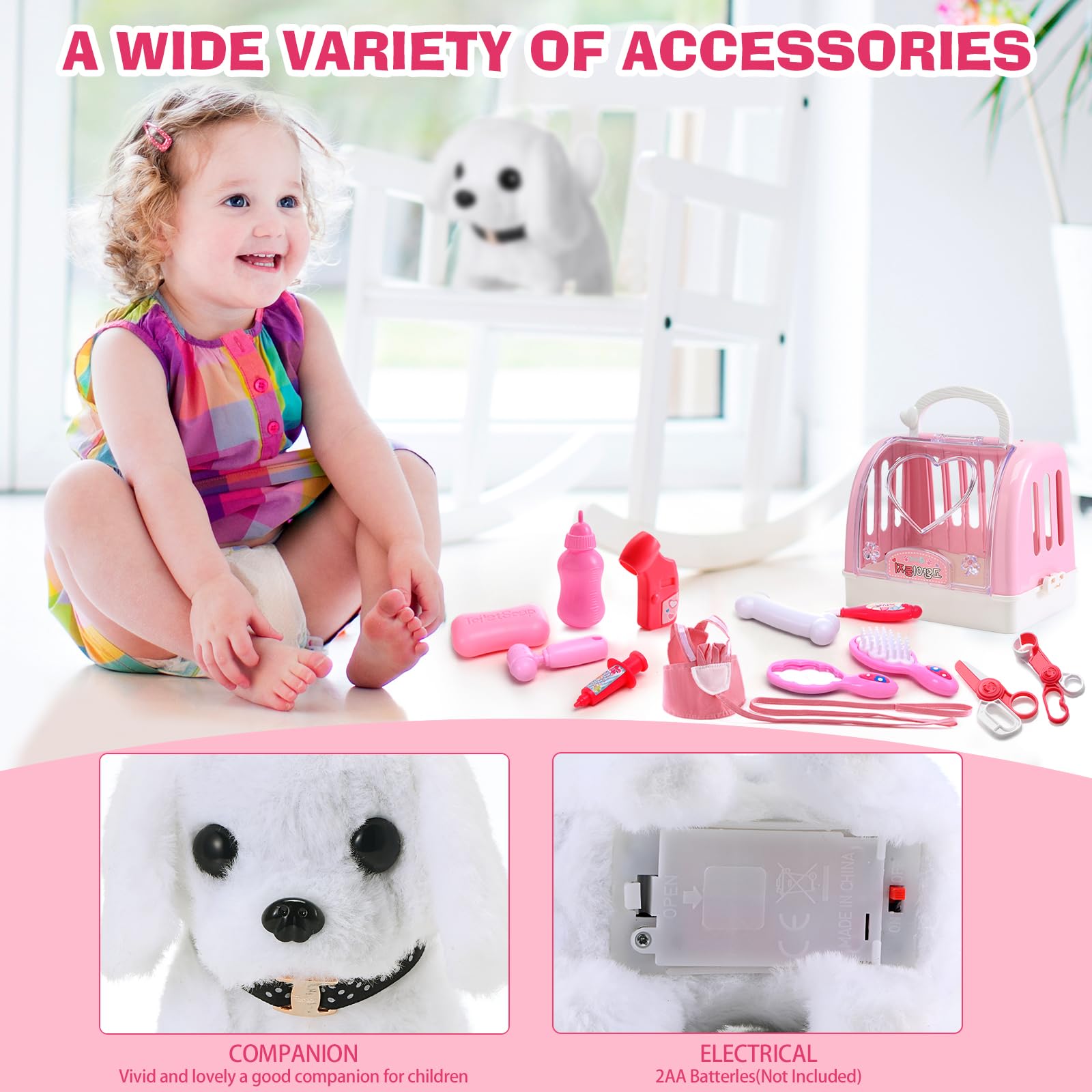 15 Pcs Robot Puppy Dog Toys for Girls Kids Boys, Realistic Robot Puppy Toys with Walk & Bark, Toy Gifts for 3 4 5 6 Year Old, Ideas 3 4 5 6 Year Old