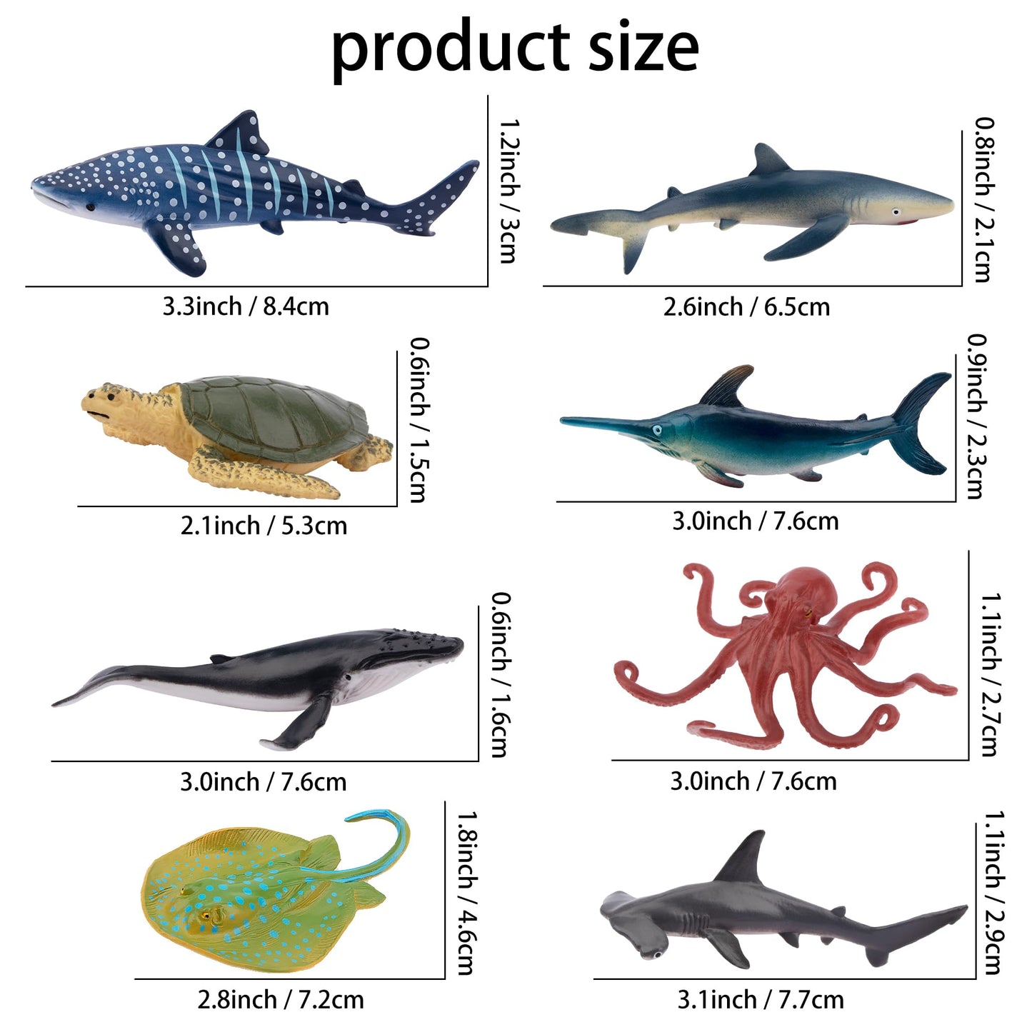 TOYMANY 24pcs Mini Ocean Animal Figurines: Realistic Cake Toppers with Sharks, Whales & Octopus - Great for Kids' Parties, Gifts & School Projects