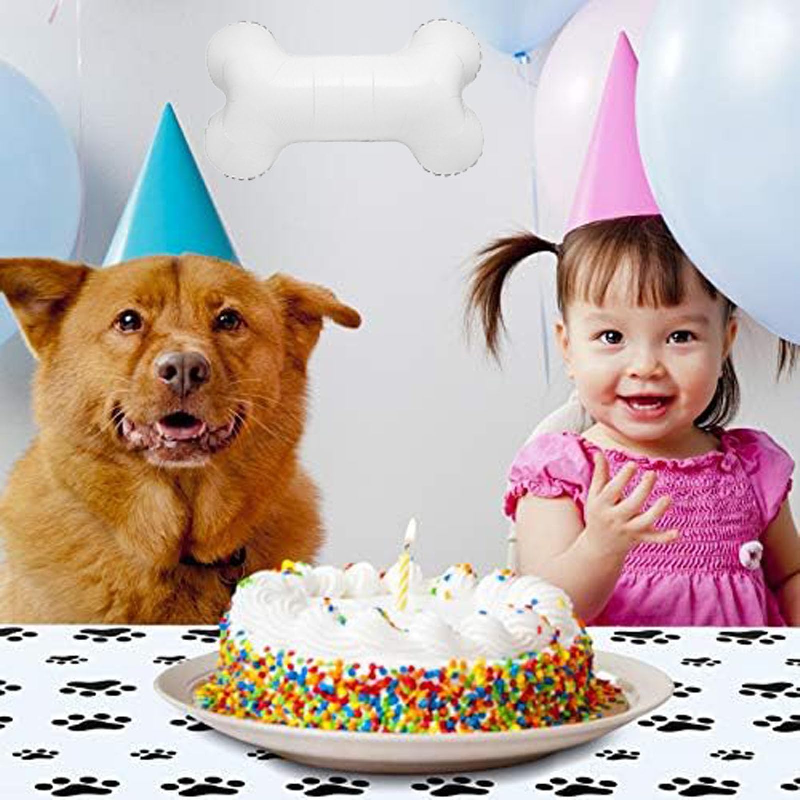 OHLIGEI 6PCS Dog Bone Balloon, White Aluminum Mylar Foil Pet-Themed Balloons, Perfect for Birthday Parties, Unisex Children