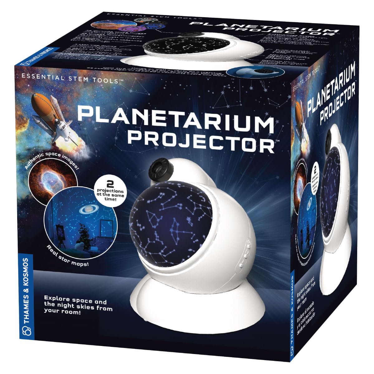 The Thames & Kosmos Planetarium Projector Essential STEM Tool | Illuminate Your Room as a Planetarium Theater | Dual Projector Casts Star Maps