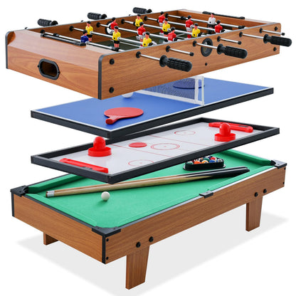 Goplus 4 in 1 Multi Game Table, Combination Game Table Set with Pool Billiards, Air Hockey, Foosball, Table Tennis, Stackable Combo Tabletops