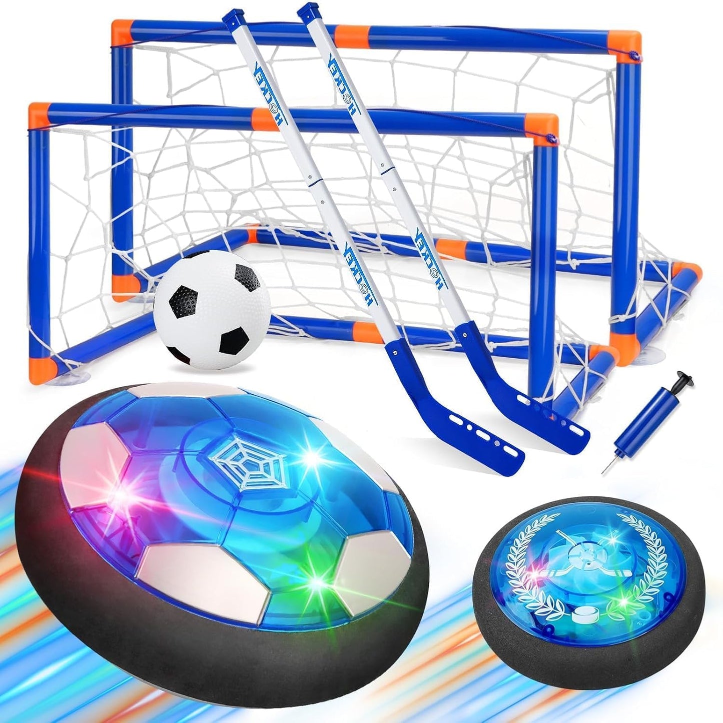 Nazano 3-in-1 Hover Soccer Ball, Kids Toddler Hockey Set with LED Lights,Indoor Outdoor Toys for Kids, Soccer Gift for Boys 6-8 8-12, Birthday,Kids