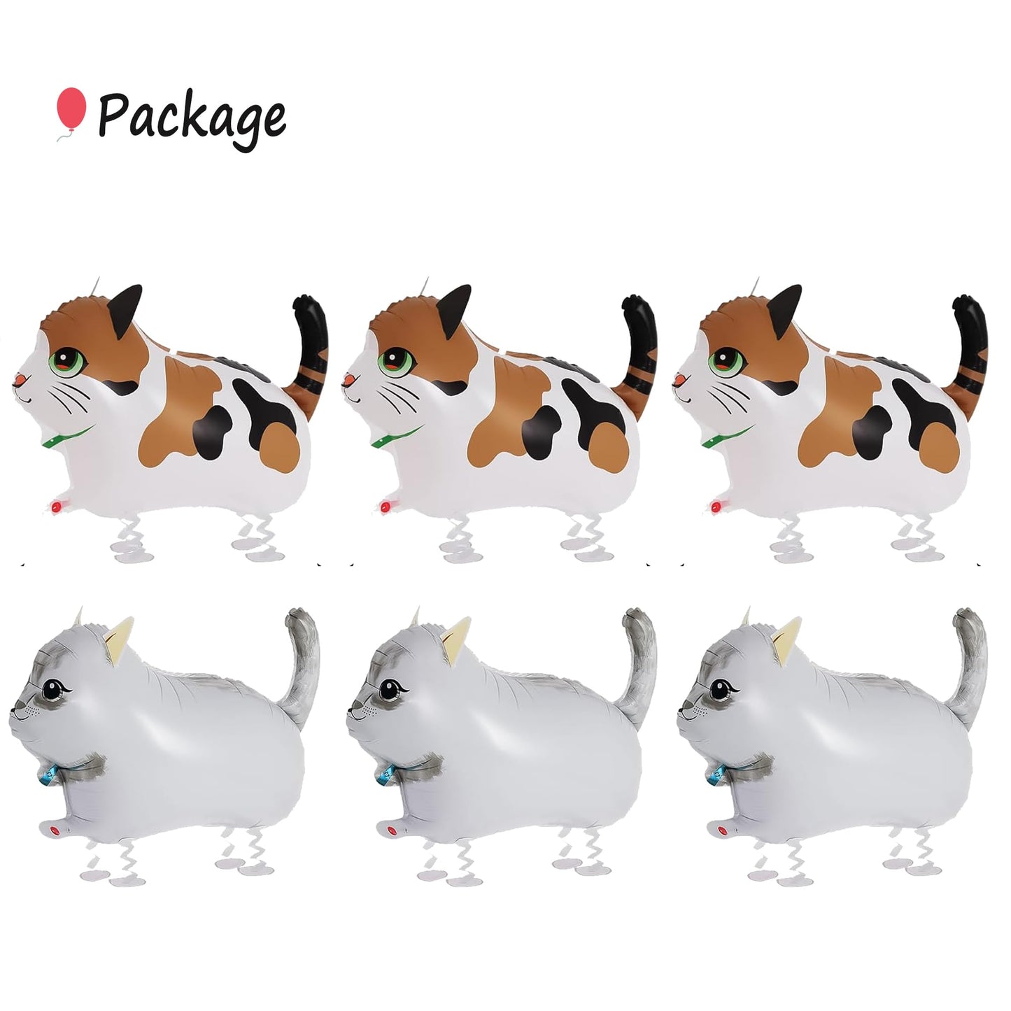 6Pcs Walking Cat Balloons, Animal Foil Mylar Balloon Kids Birthday Party Pet Theme Decorations, Farm Birthday Decorations for Cats Theme Party