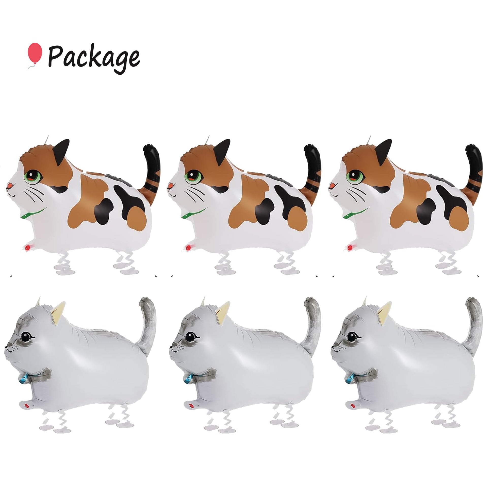 6Pcs Walking Cat Balloons, Animal Foil Mylar Balloon Kids Birthday Party Pet Theme Decorations, Farm Birthday Decorations for Cats Theme Party