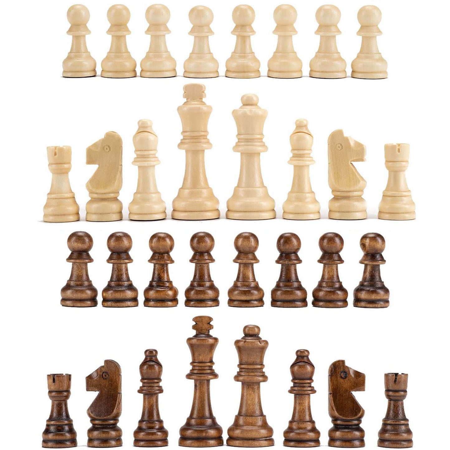 AMEROUS Wooden Chess Pieces Only, Staunton Style Wood Chessmen with 3.15" King - Storage Bag - Gift Packed Box, Tournament Chess Game Pawns
