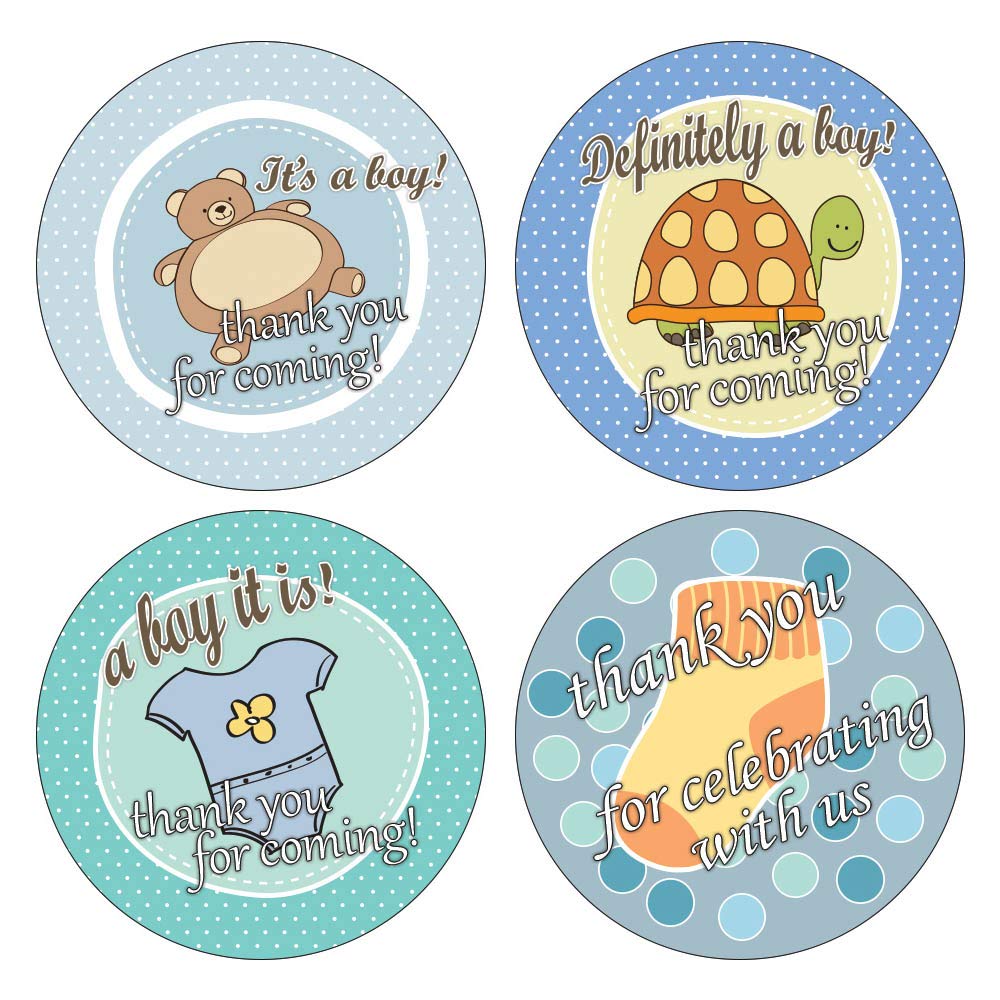 Creanoso Baby Shower Stickers for Boys (10-Sheets x 16 Designs) - Individual Small Size 1.5 Inches in Diameter, Unique Designs DIY Decoration Art