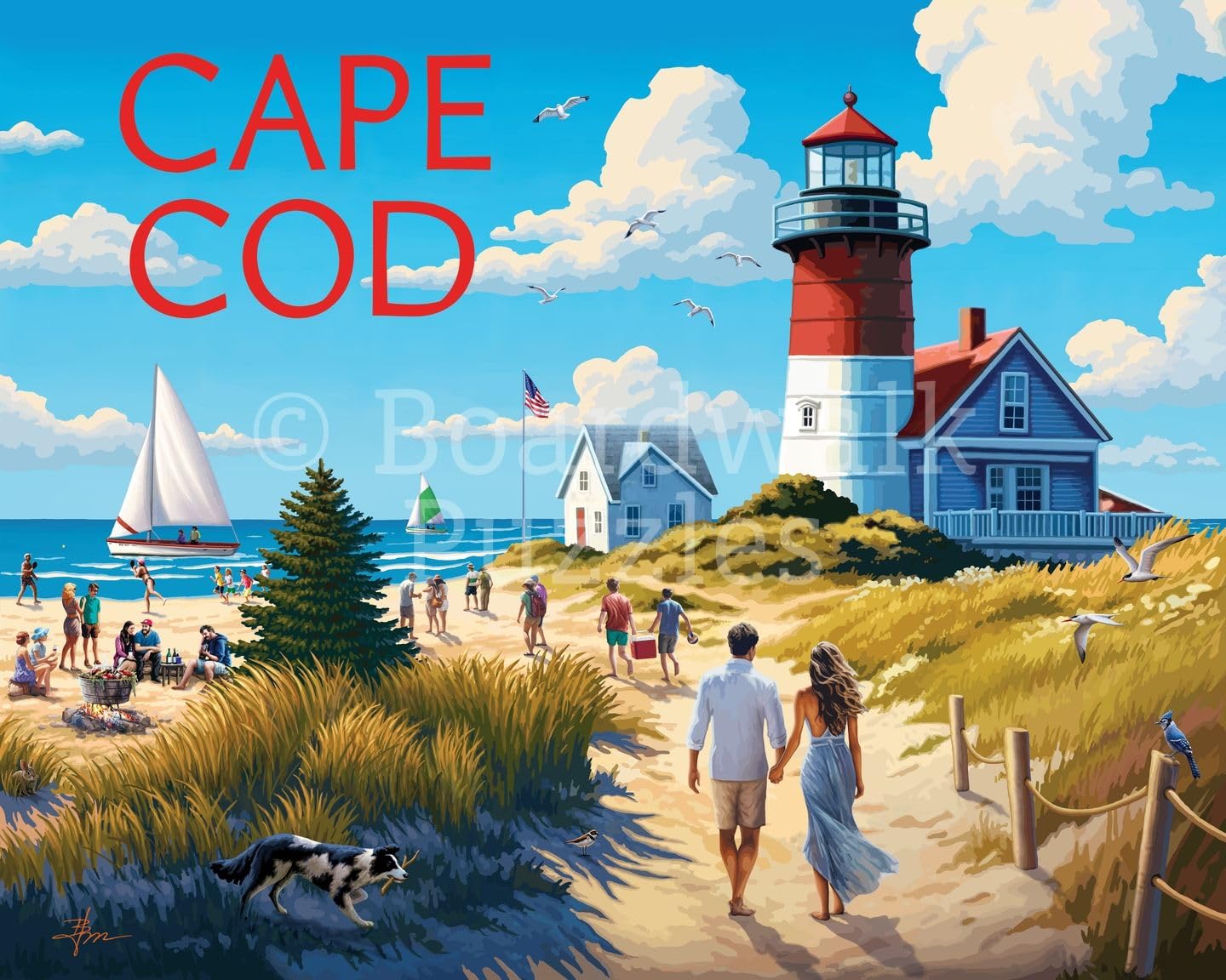 Boardwalk Cape Cod 500 Piece Jigsaw Puzzle Coastal Massachusetts Beach Puzzles with Premium Box, Gift for Adults and Family 16"x20"