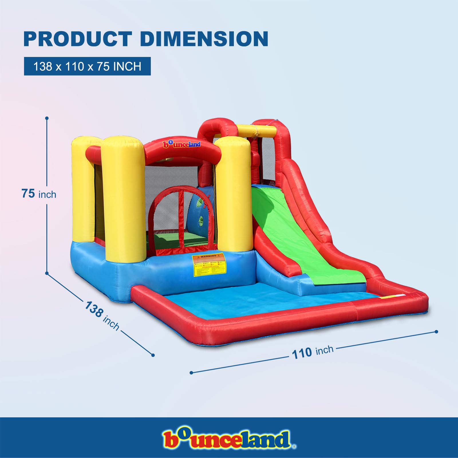 Bounceland Jump and Splash Adventure Bounce House or Water Slide All in one, Large Pool, Fun Bouncing Area with Basketball Hoop, Long Slide
