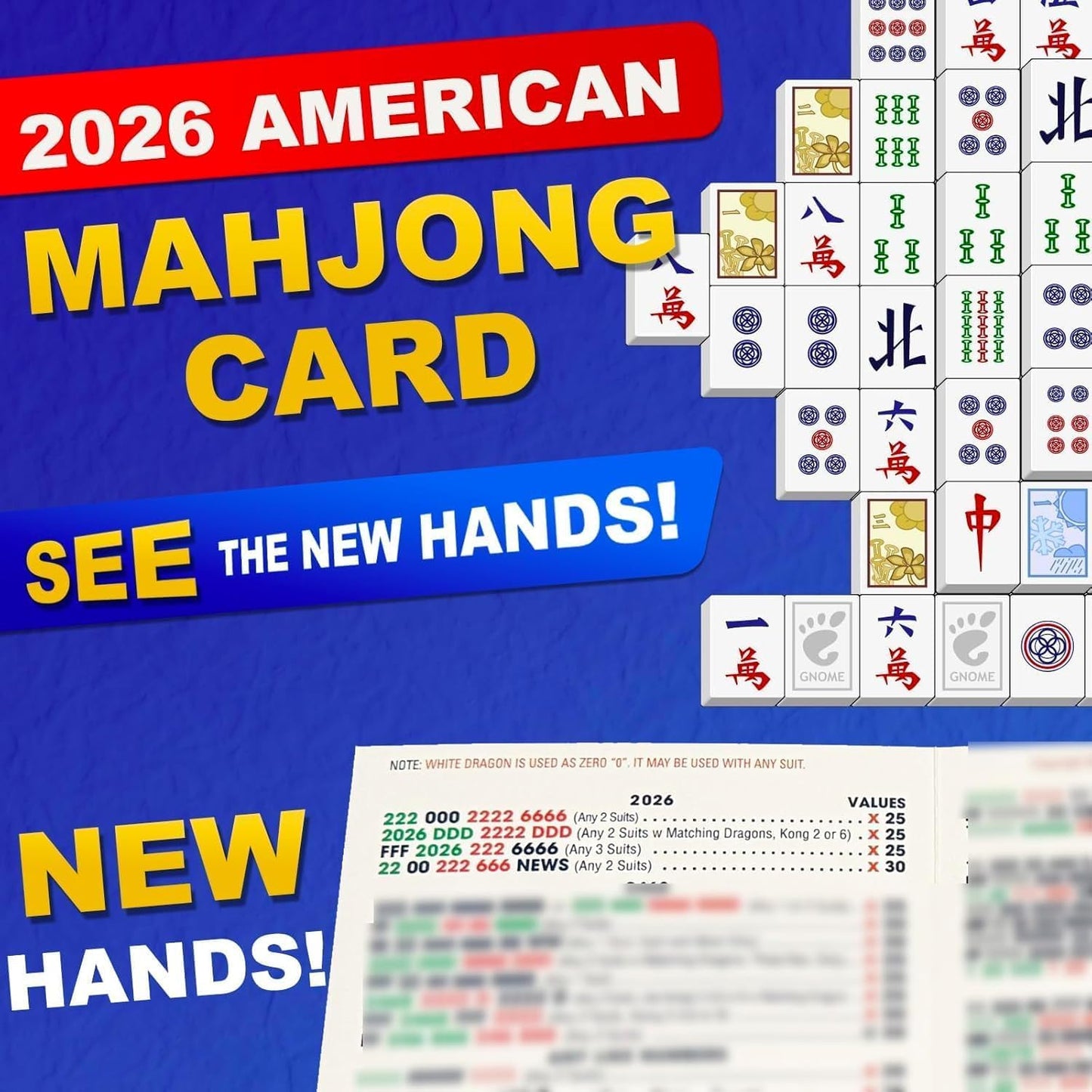 Cotftr Mahjong Cards 2026, 4 PCS Mah Jongg Card Large Print, Easy to Read Rule Cards for Mah Jongg, Perfect Mahjong Accessories and Gifts for Mahjong
