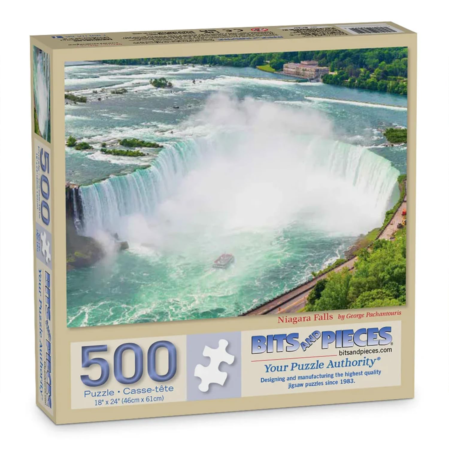 Bits and Pieces 500 Piece Puzzles for Adults - Large 18" x 24" Jigsaw Puzzles 500 Pieces, Random Die Cut, No 2 Pieces Alike, Niagara Falls