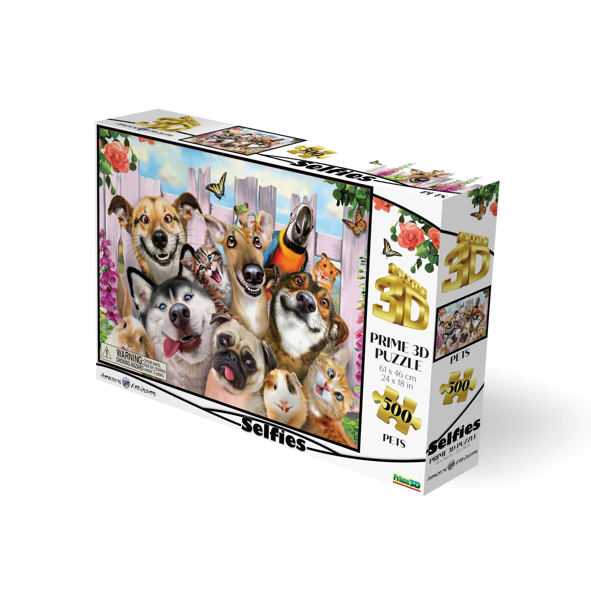 Prime 3D | Selfies Howard Robinson | Pet | 500 Piece 3D Jigsaw Puzzle for Adults and Kids | Finished Size 24" x 18" | Challenging & Fun for Adults
