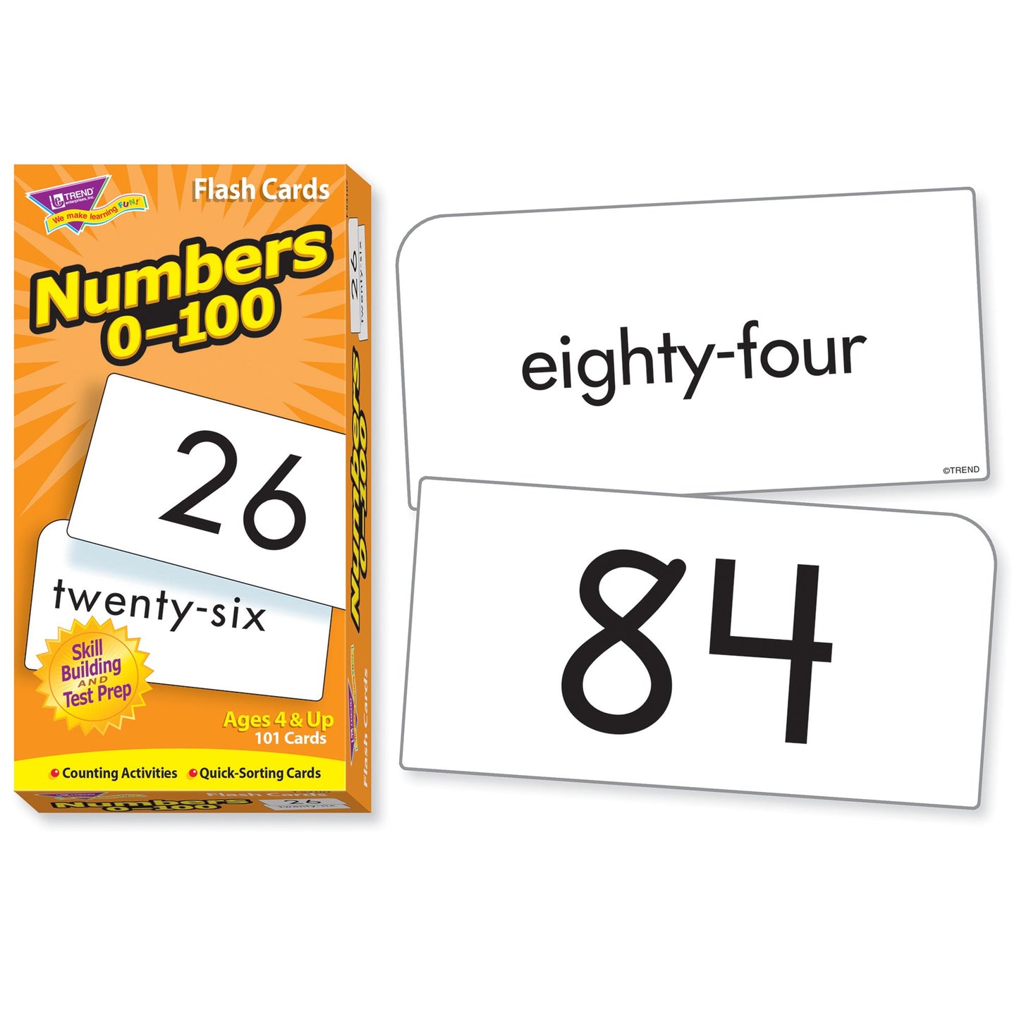 Trend Enterprises: Numbers 0-100 Skill Drill Flash Cards, Numerals and Number Words, Exciting Way for Everyone to Learn, Great for Skill Building
