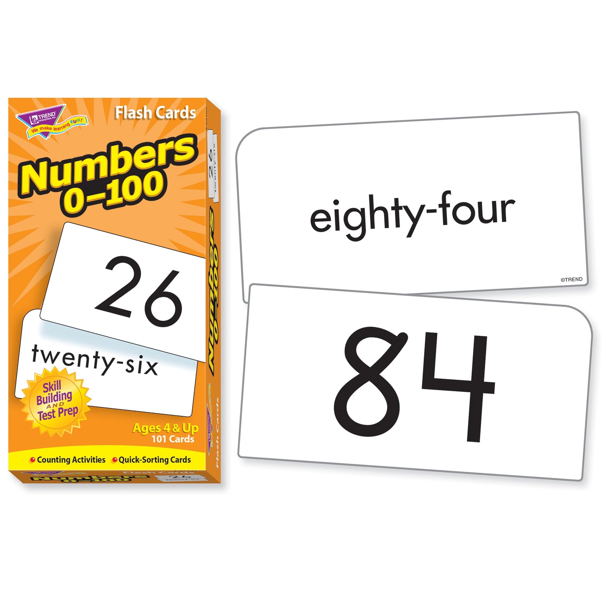 Trend Enterprises: Numbers 0-100 Skill Drill Flash Cards, Numerals and Number Words, Exciting Way for Everyone to Learn, Great for Skill Building