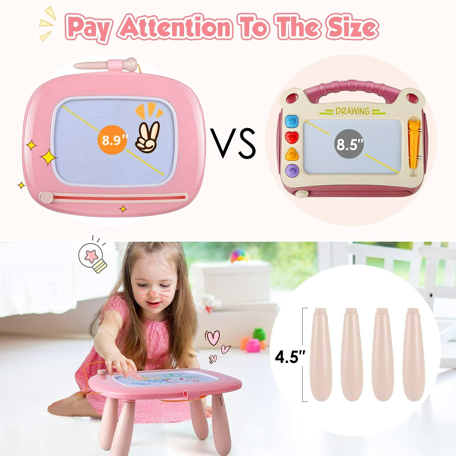 Smasiagon Toddler Toys Age 1-2, Magnetic Drawing Board, Early Learning Doodle Board Writing Painting Sketch Pad, Birthday Christmas Day Gifts for 1 2