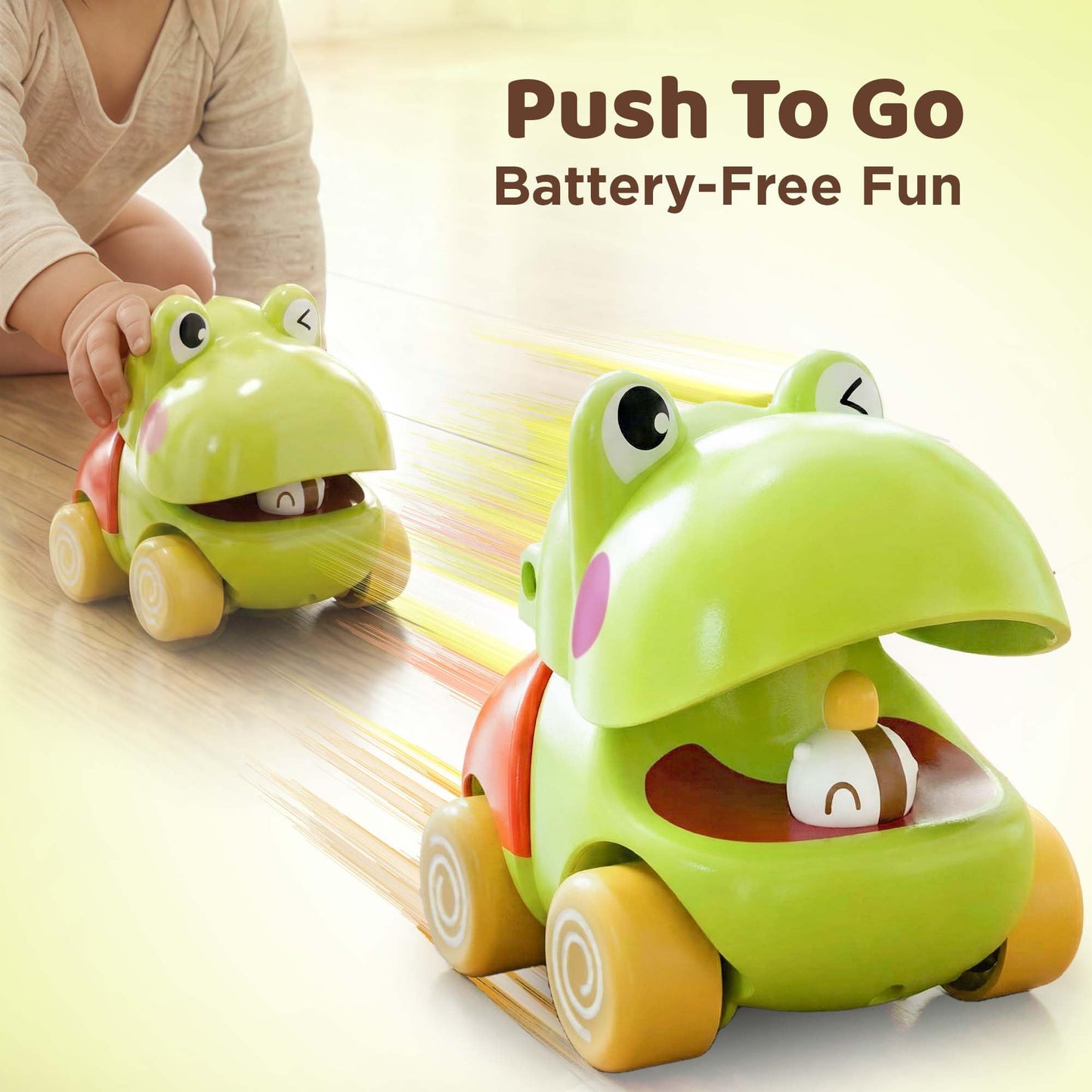 iPlay, iLearn Push Go Animal Car Toys for Toddler 1-3, Baby Friction Racing Cars, Infant Play Vehicle Set, Kids Inertia Vehicle Toy, 1st Birthday