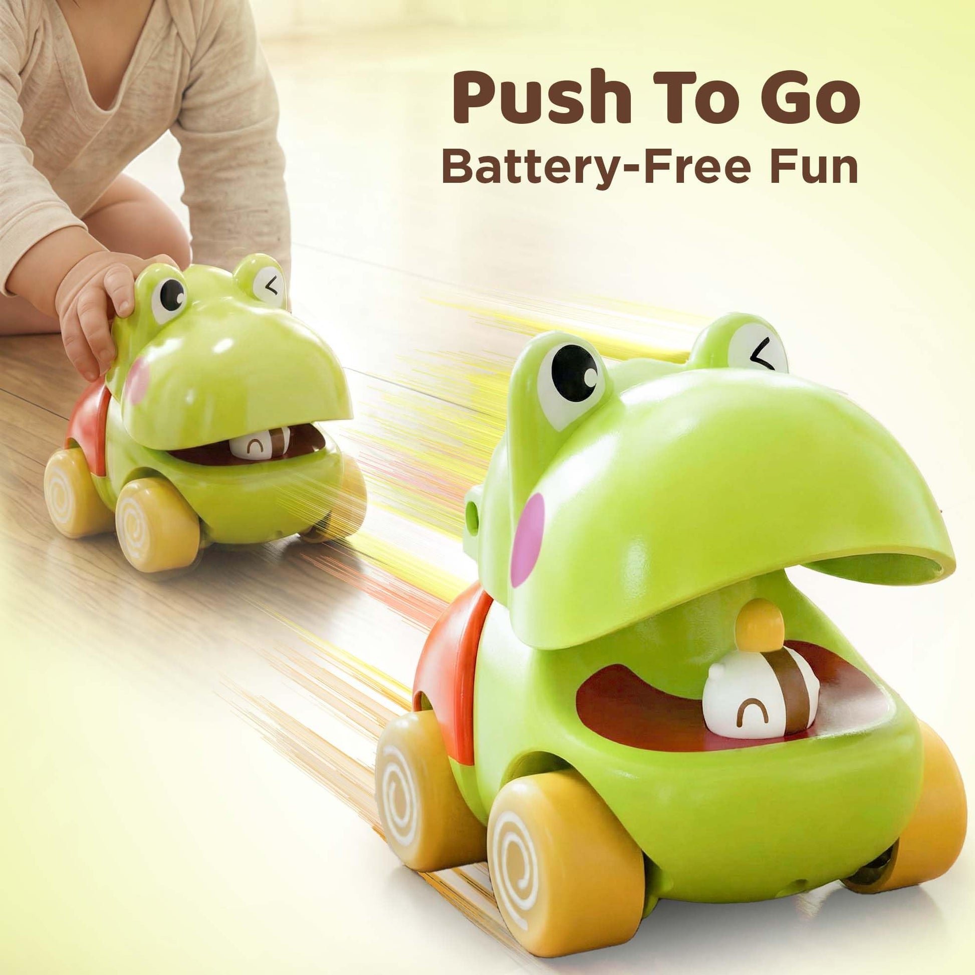 iPlay, iLearn Push Go Animal Car Toys for Toddler 1-3, Baby Friction Racing Cars, Infant Play Vehicle Set, Kids Inertia Vehicle Toy, 1st Birthday